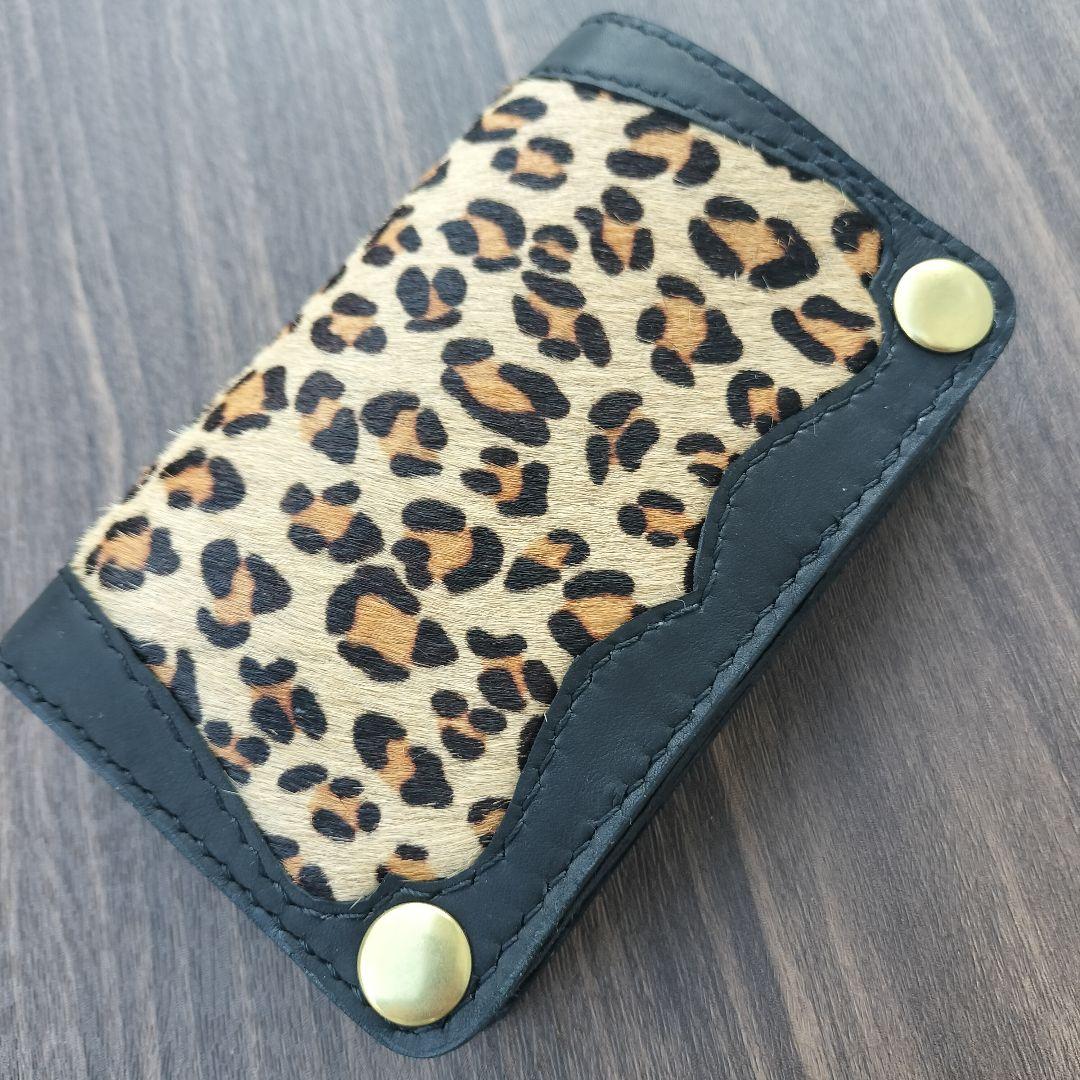 ヒョウ柄ハラコ　トラッカーウォレット