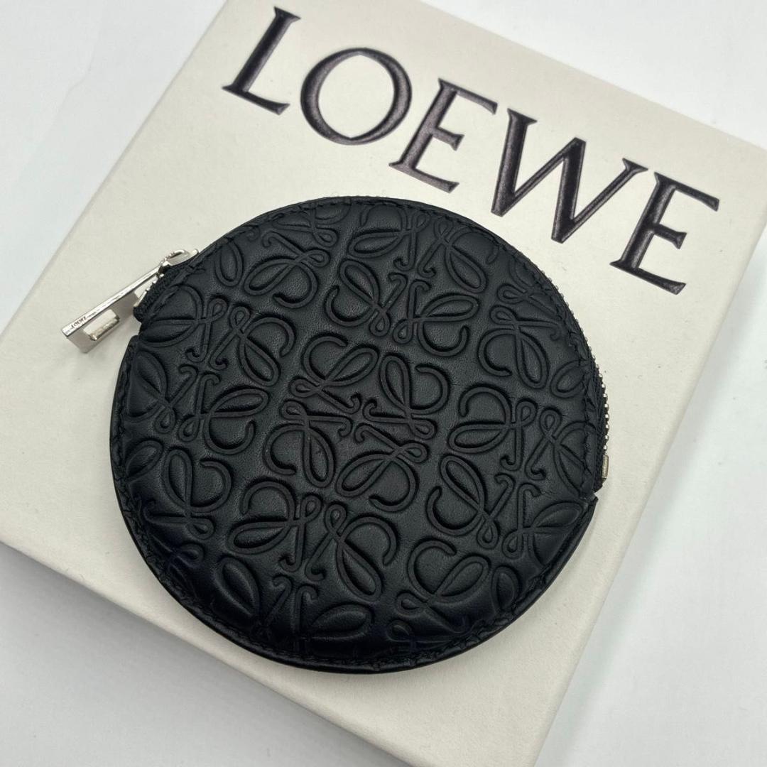 美品 LOEWE ケース クッキー リピートアナグラム レザー ブラック