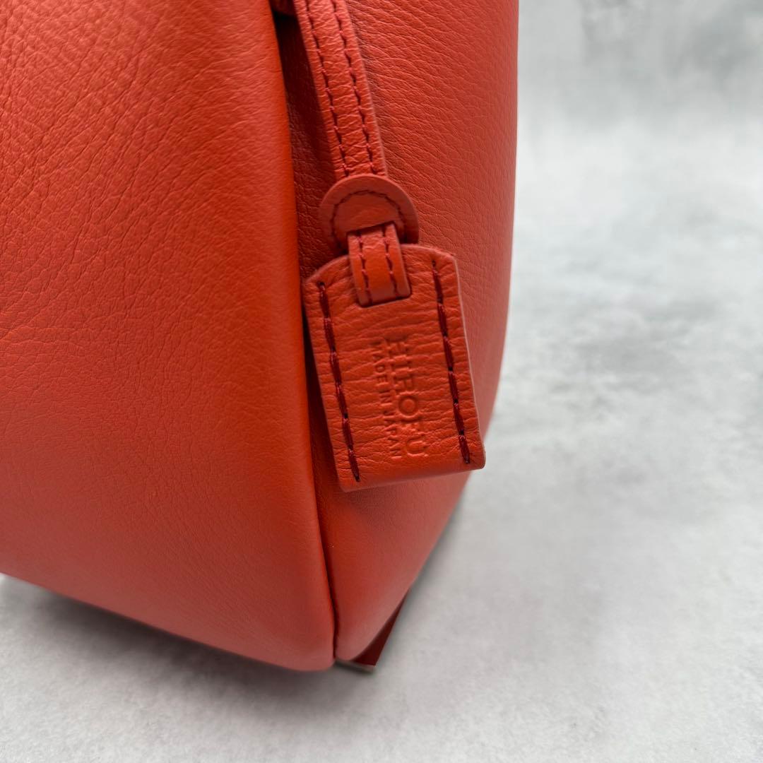 未使用級✨HIROFU ロシェ レザー ショルダーバッグS オレンジ