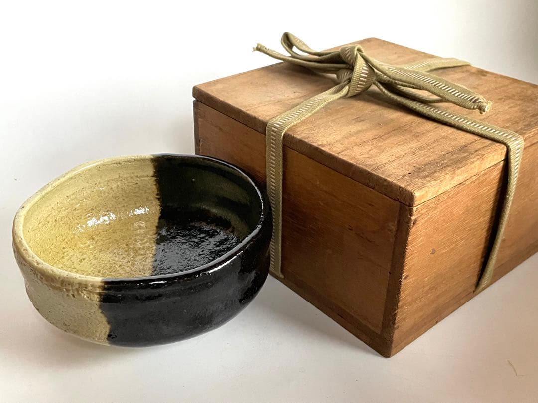 陶芸家　楽吉左衛門　楽了入？　掛分　茶碗　楽焼　箱書なし　茶道具