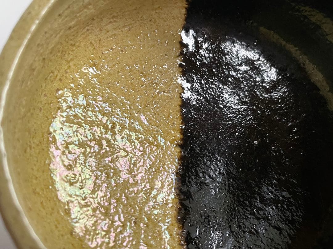 陶芸家　楽吉左衛門　楽了入？　掛分　茶碗　楽焼　箱書なし　茶道具