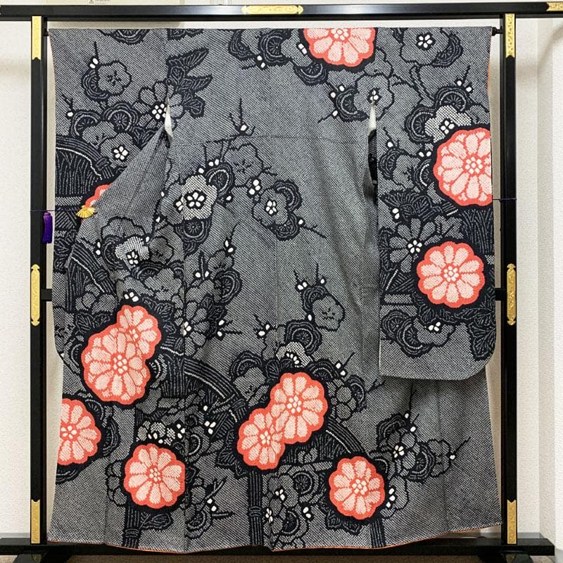 406z50.211y22.小物類☆振袖 総絞り 黒 成人式 結婚式 十三参り