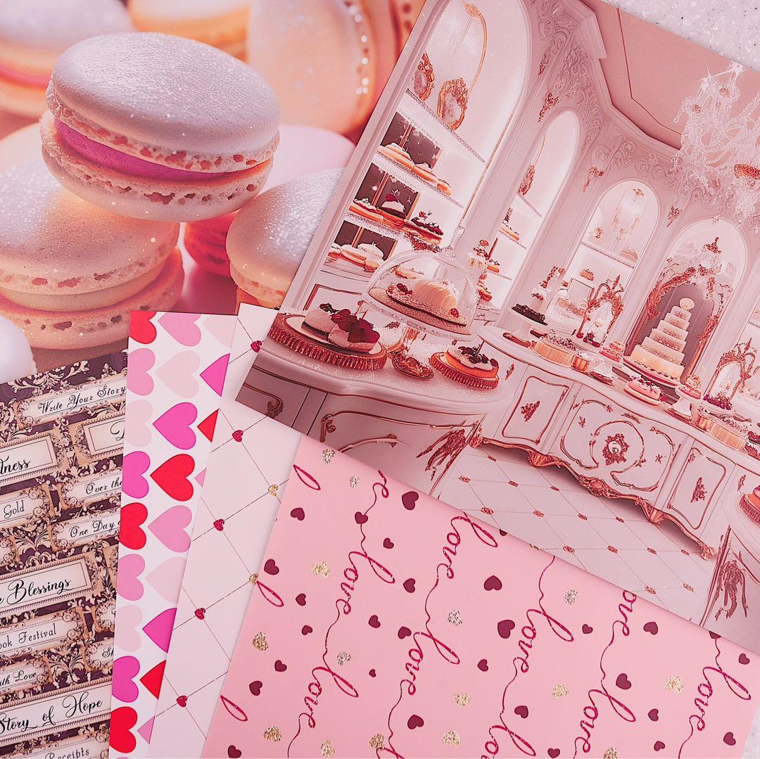 新作①ラブレター♡A4デザインペーパー　80枚♡バレンタイン　コラージュ　素材