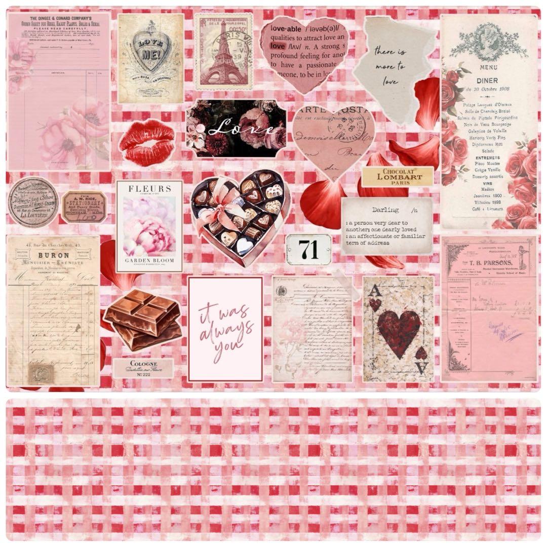 新作①ラブレター♡A4デザインペーパー　80枚♡バレンタイン　コラージュ　素材