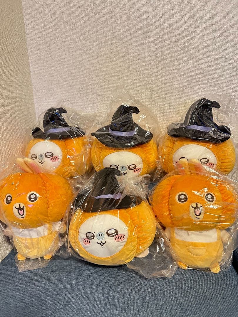 ちいかわBIGぬいぐるみ　かぼちゃ　6点セット　うさぎ　モモンガ　ハロウィン