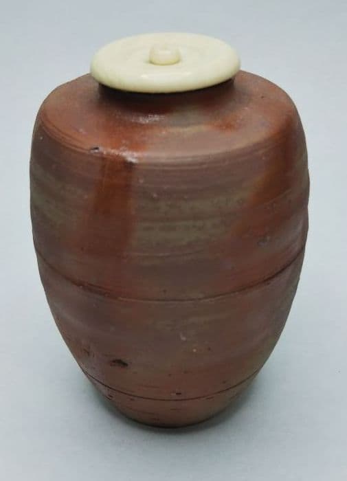 茶道具 備前焼火襷茶入 木村陶峰