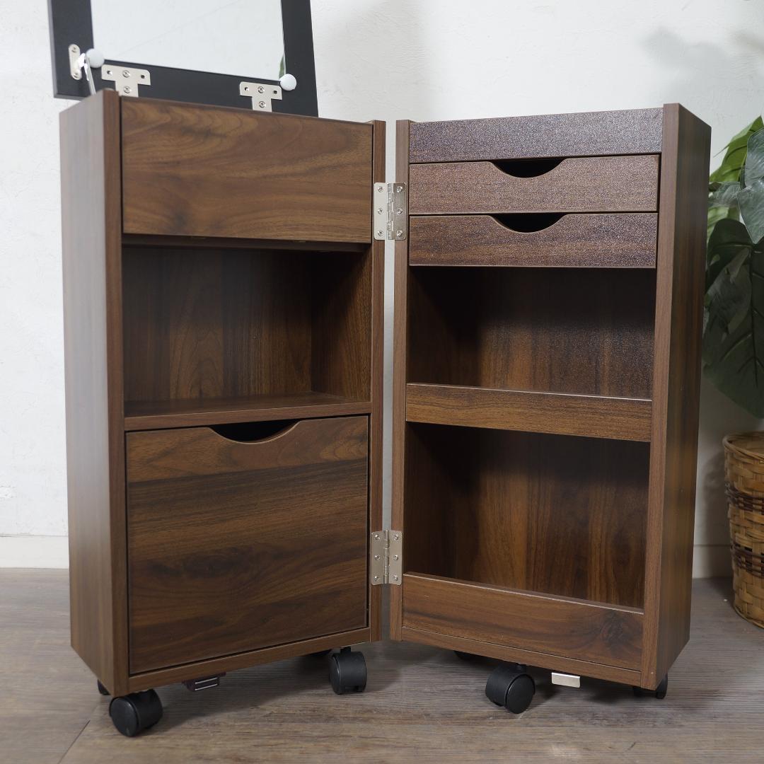 【新品・未使用】 コスメワゴン　ミラー付き　コスメボックス　完成品