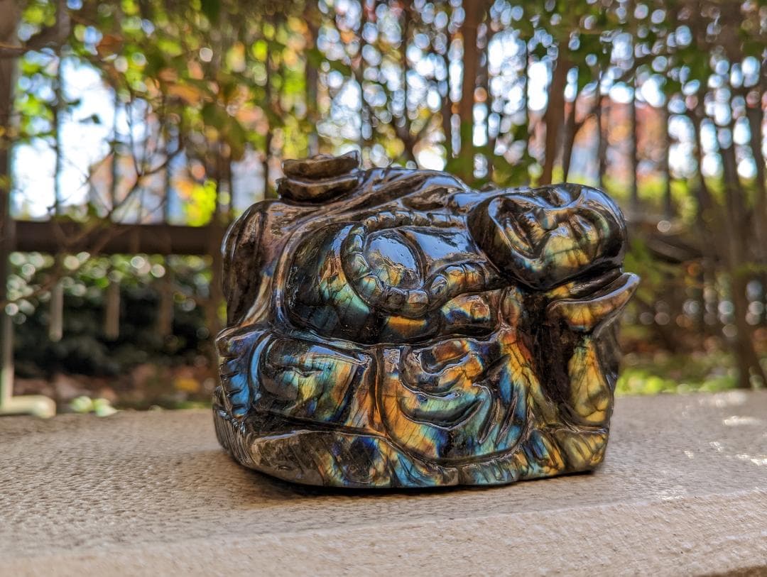 【期間限定特価】【商売運上昇】天然石ラブラドライト 大富豪クベラ神