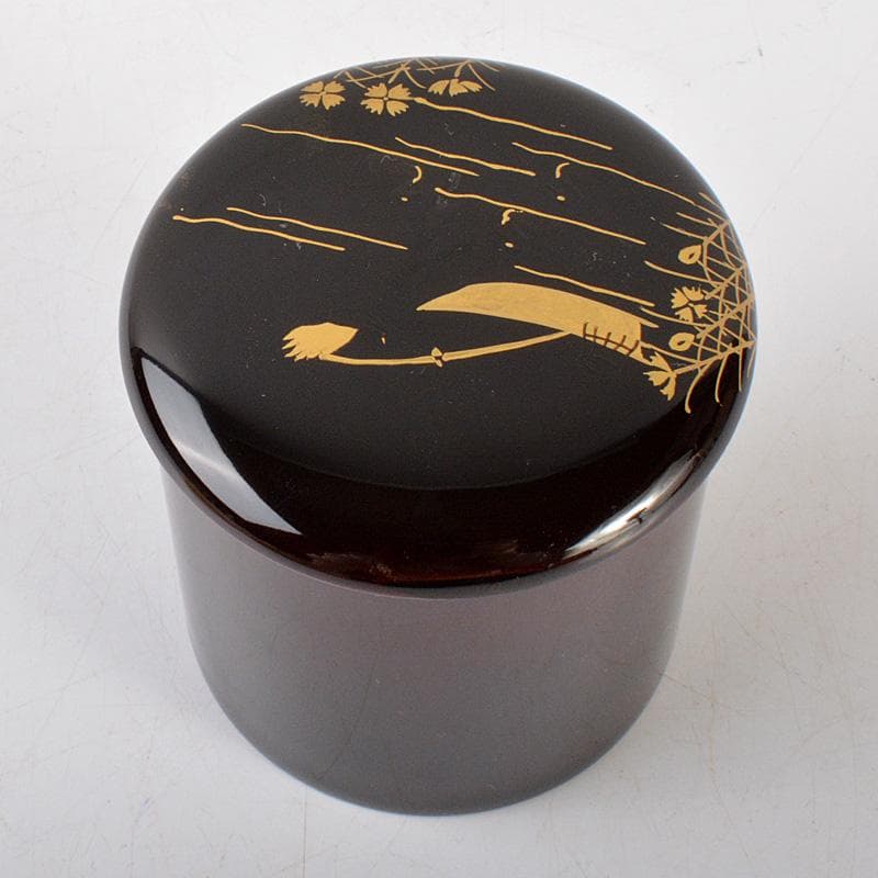 茶道具　塗師　千穂造　井伊大老好　撫子に鵜飼蒔絵　金林寺棗　共箱　V　6452