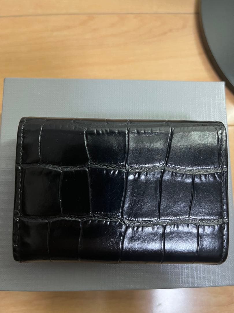 【難あり】BALENCIAGA ペーパーミニウォレットウォレット　クロコ型押し