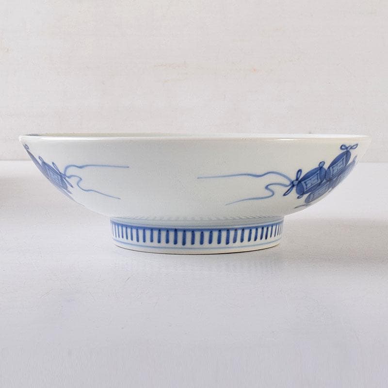 鍋島焼　藍鍋島　染付菊花文　五寸皿　時代箱　V　R8086