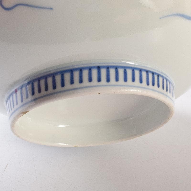 鍋島焼　藍鍋島　染付菊花文　五寸皿　時代箱　V　R8086