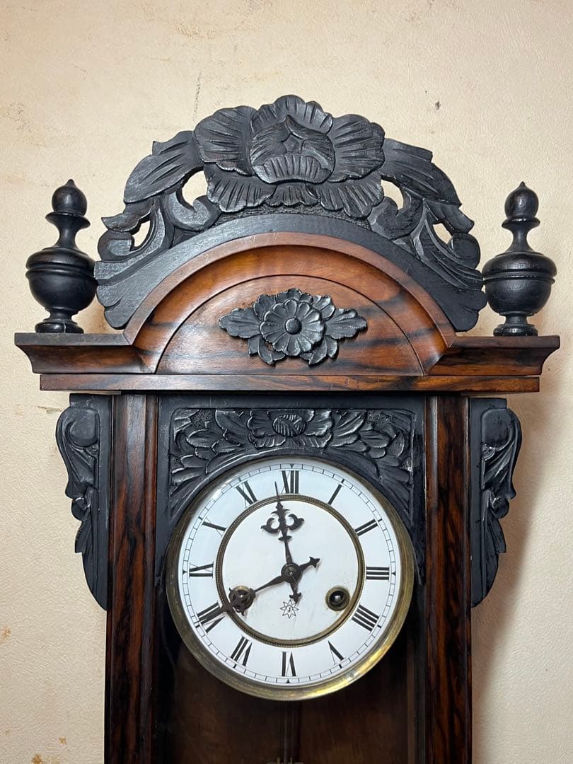 ユンハンス　黒柿　柱時計　古時計　振り子　レトロ　精工舎　ゼンマイ　アンティーク