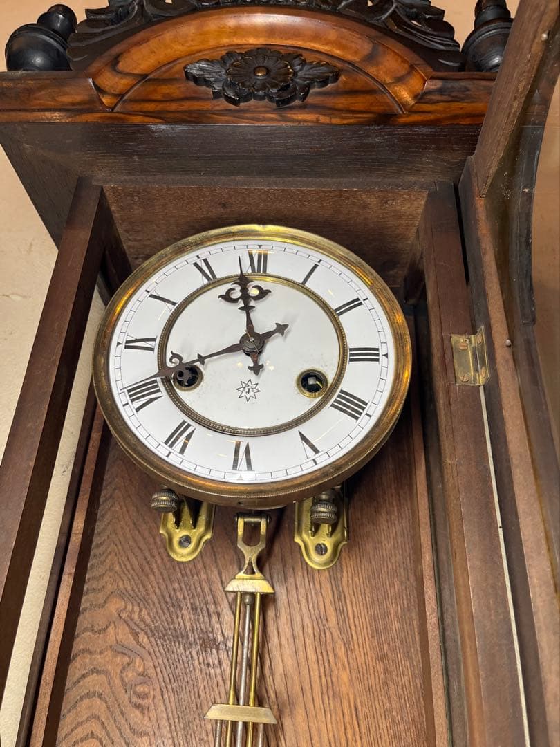 ユンハンス　黒柿　柱時計　古時計　振り子　レトロ　精工舎　ゼンマイ　アンティーク