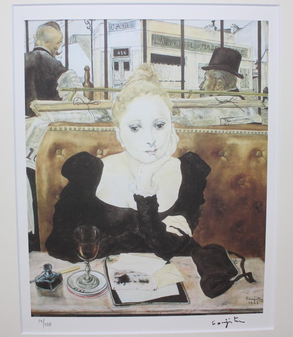 藤田嗣治 エスタンプリトグラフ「カフェ」100部限定 14/100