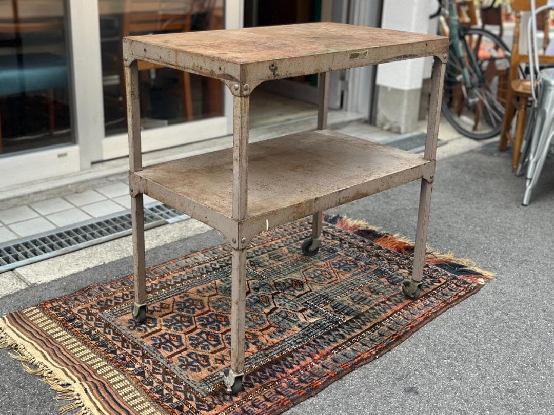 1960s☆USA製／ヴィンテージ／スチールワゴン／キャスターワゴン／アメカジ