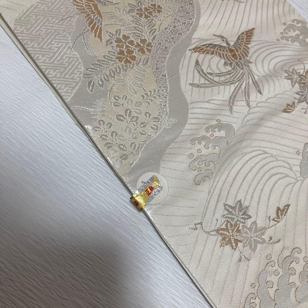 豪華刺繍正絹黒留袖袖フルセットお探しの方　西陣織袋帯　牡丹　駒刺繍 銀彩銀刺繍