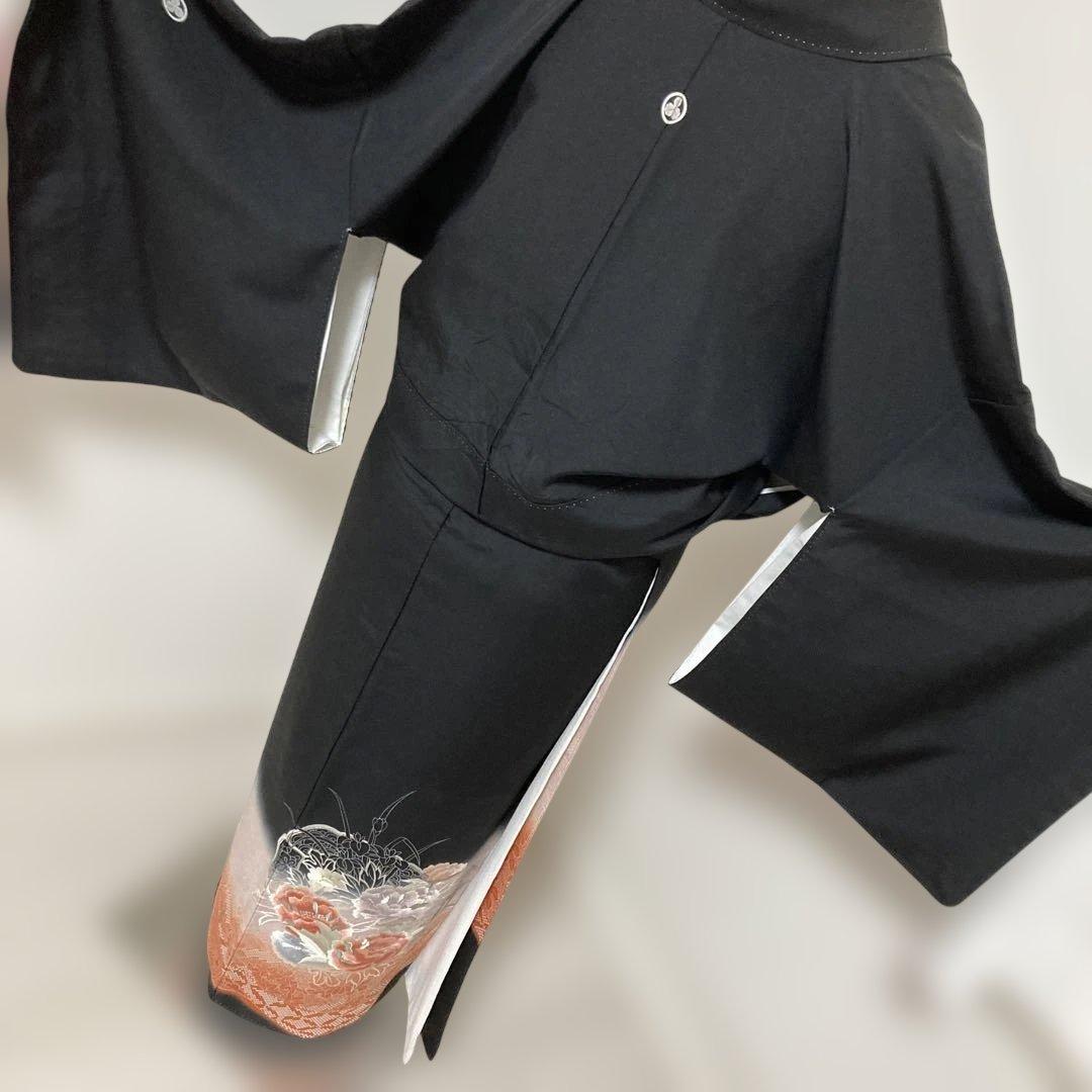 豪華刺繍正絹黒留袖袖フルセットお探しの方　西陣織袋帯　牡丹　駒刺繍 銀彩銀刺繍