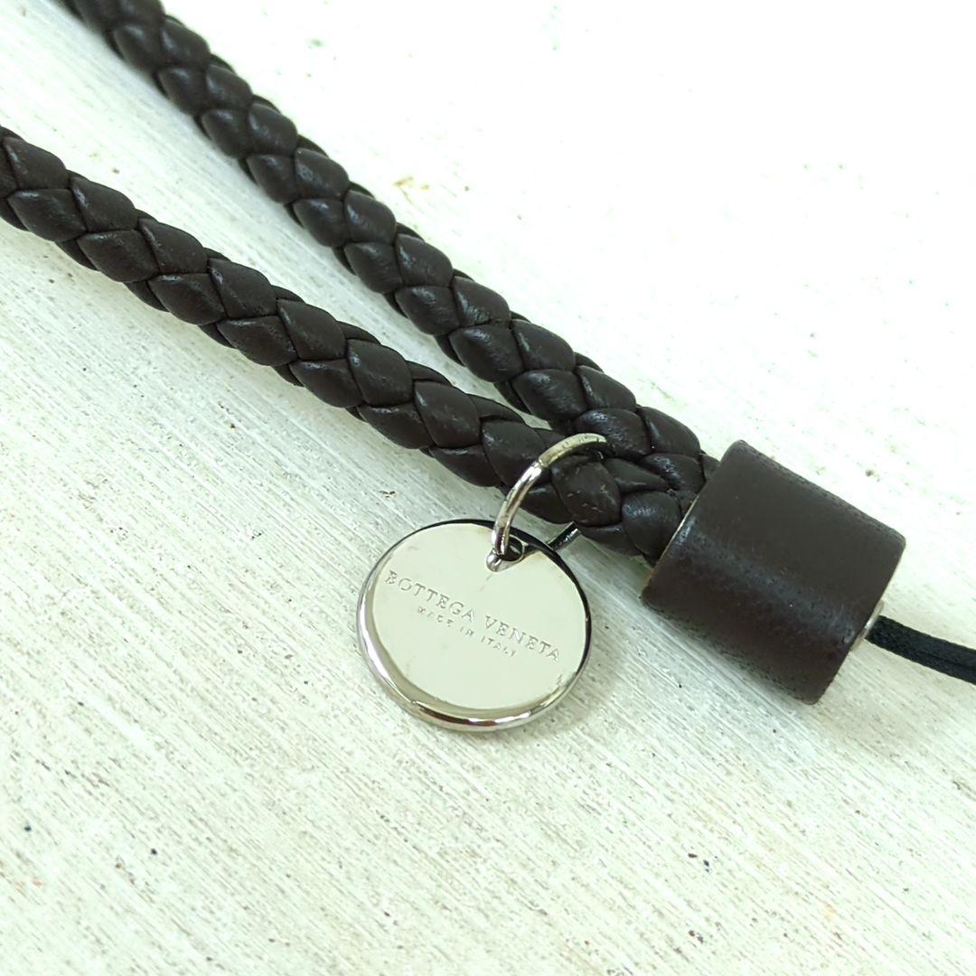 ボッテガヴェネタ レザー スマートフォンストラップ ブラウン シルバー925