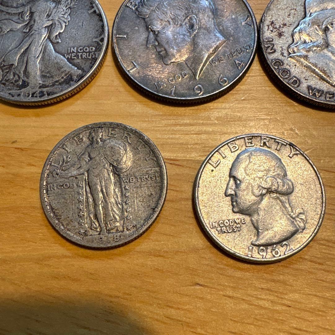 アメリカドル銀貨8種類 1943年製　ウォーキングリバティ