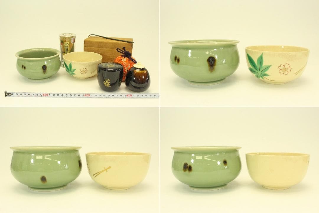 茶道具 お稽古揃い 茶碗 茶杓 建水 棗 茶入 茶筅 茶通箱まとめて(A787)