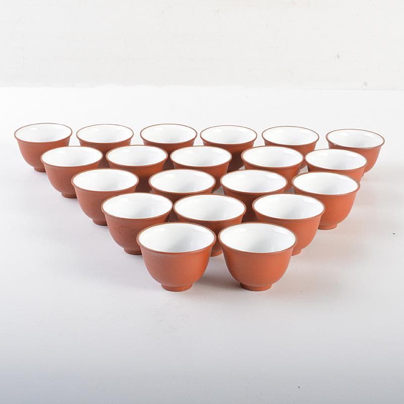 煎茶道具　紫砂　朱泥　内白釉　煎茶碗　20客まとめて　N　6670