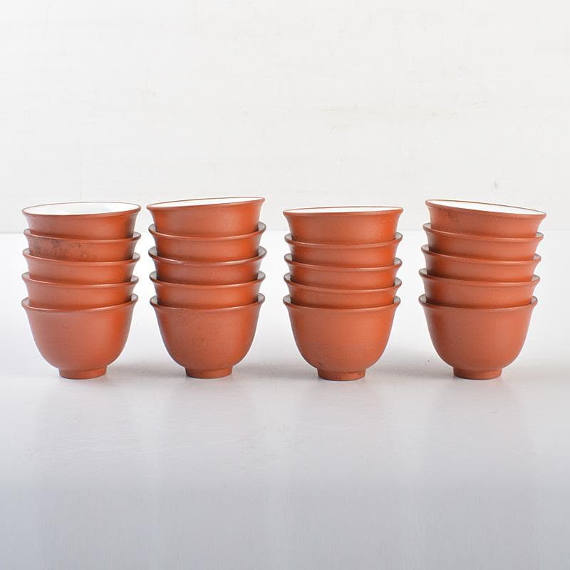 煎茶道具　紫砂　朱泥　内白釉　煎茶碗　20客まとめて　N　6670