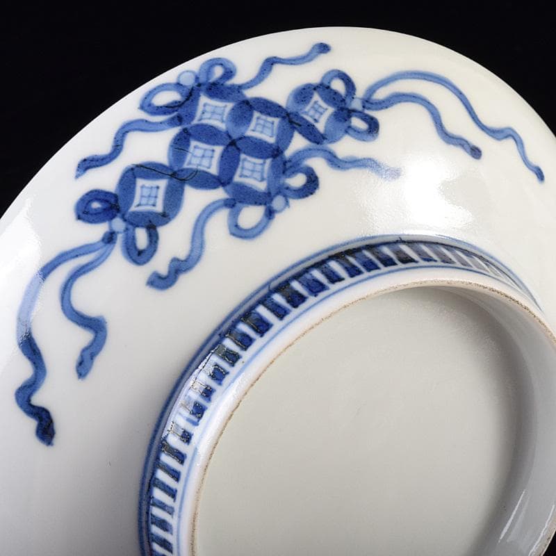 鍋島焼　藍鍋島　七壷文　五寸皿　時代箱付　V　R8047