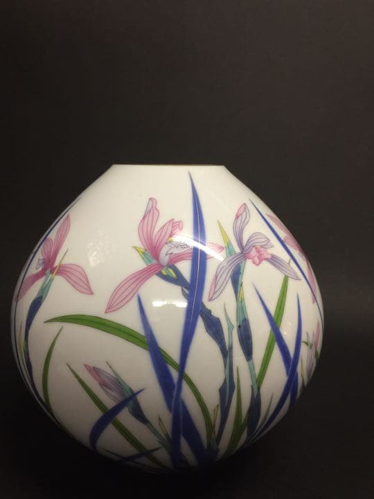 香蘭社色絵蘭花紋花瓶 花入れ