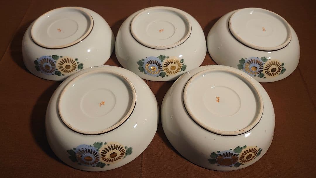 古九谷　九谷焼　なます皿　色絵　金襴手　宝の図　蔵出し　５客