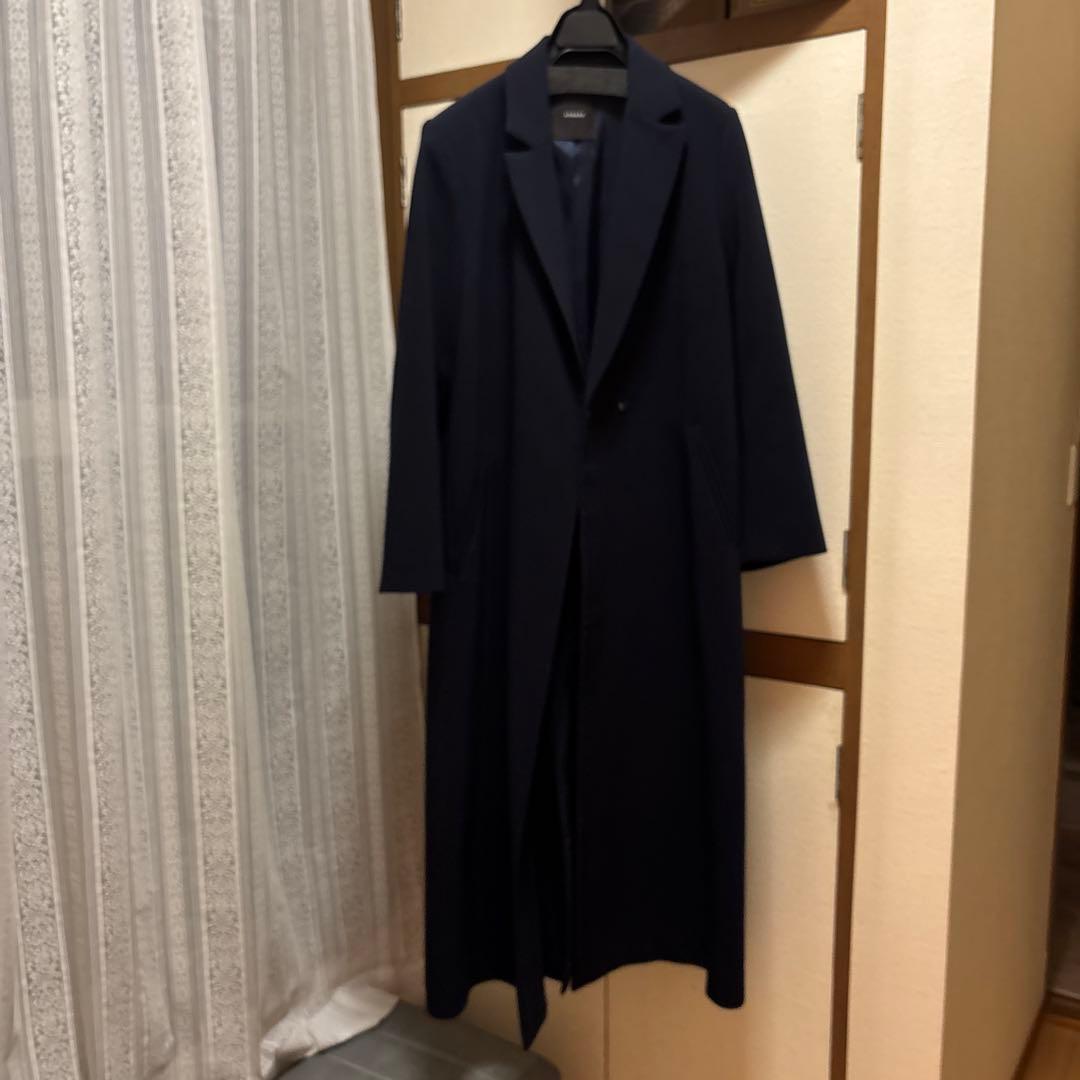 ánuans ネイビー ダブルブレスト チェスターコート