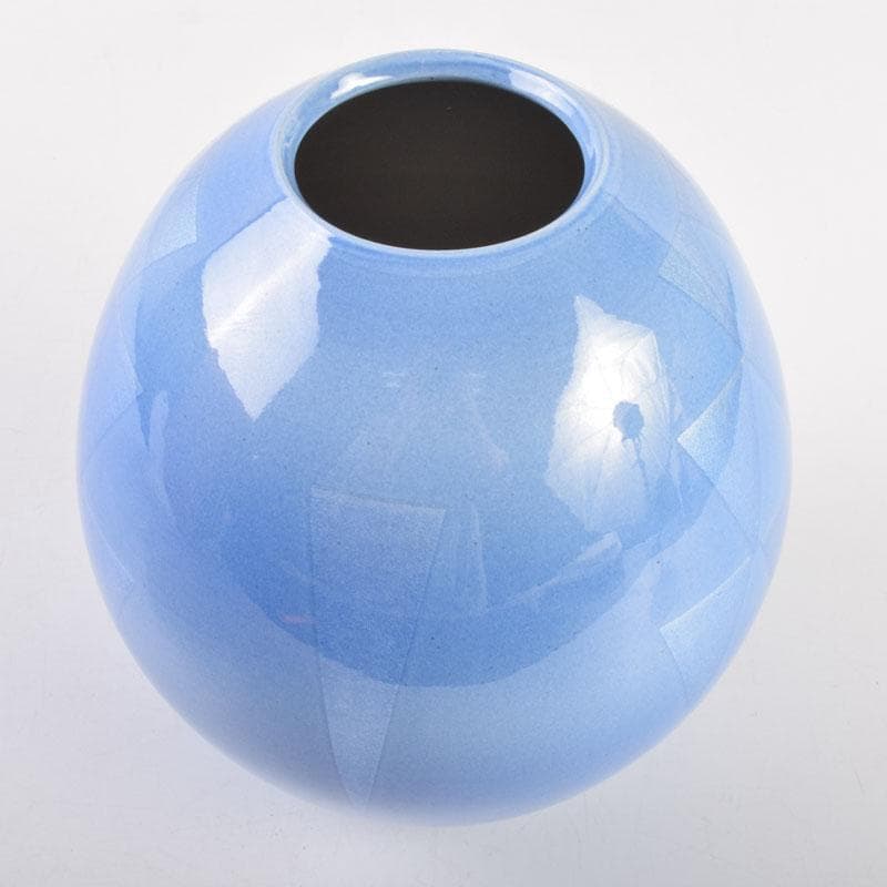 九谷焼　中田一於作　淡青釉裏銀彩　花瓶　壷　共箱　V　8934