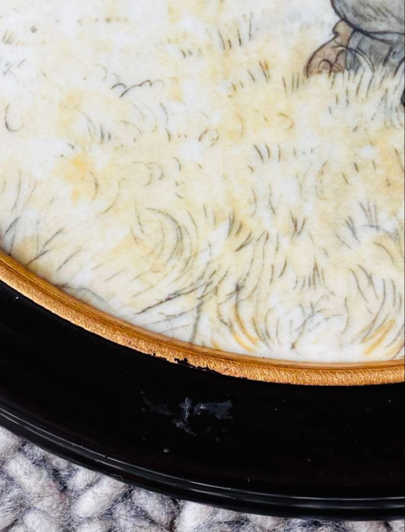 ロイヤルコペンハーゲン「ピッキングアップル」絵画プレート証明書とスタンド付き