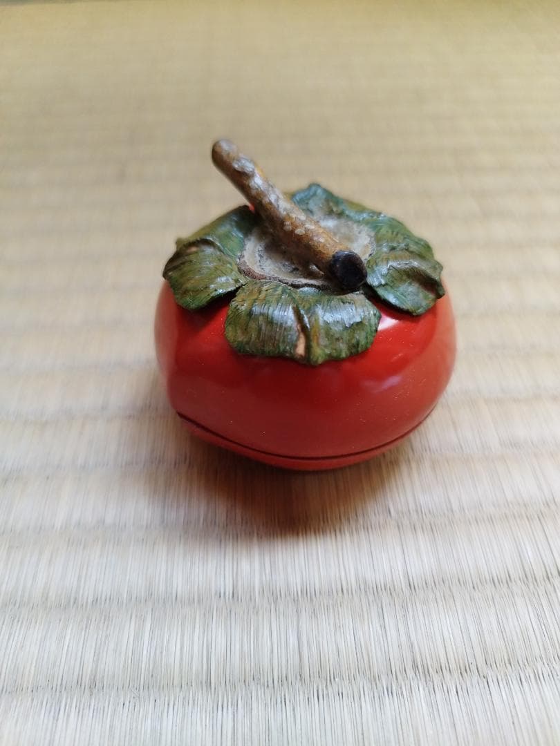 送料無料　超希少【超絶技巧】 輪島塗 柿香合 秘法乾漆造り塗師　川岸充雅造 共箱