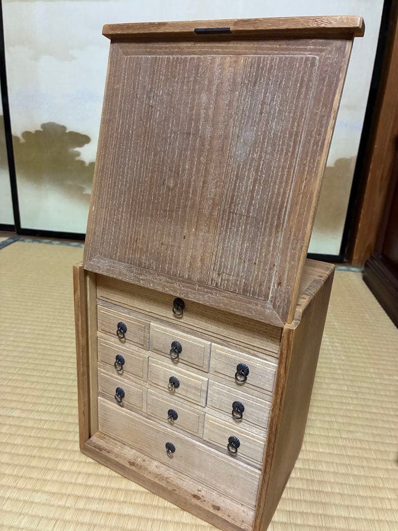 細川流倭盆石景専用　木製 道具箱　 大理石砂　各種サイズ、刷毛　道具類入