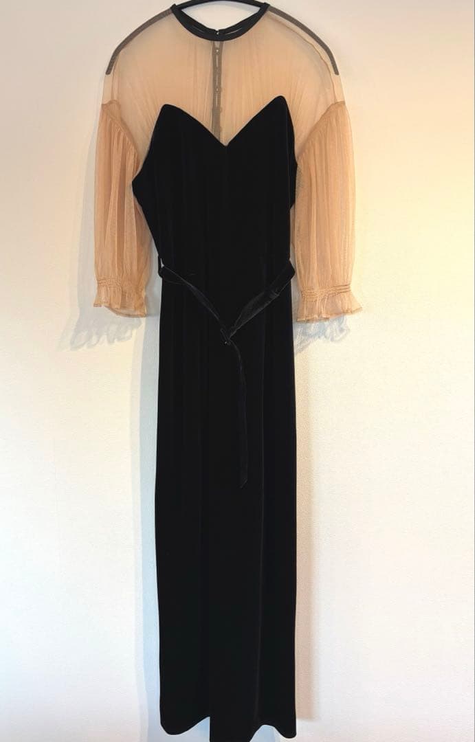 【美品】Ameri vintage アメリ チュール ベロア ロングドレス