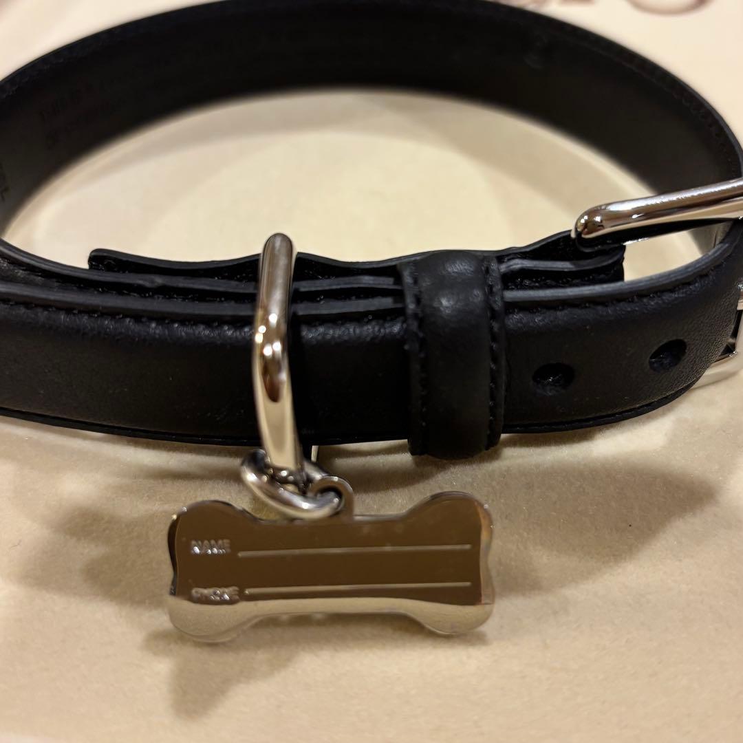 [未使用品レア]COACH レザー ブラック 首輪 骨型チャーム付S