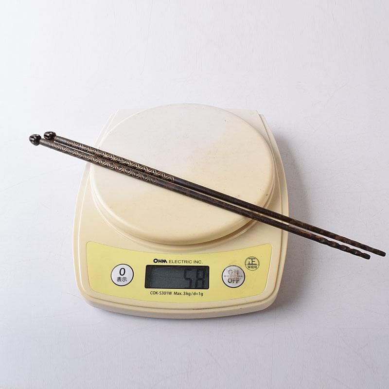 茶道具　大西浄寿造　鉄製　七宝象眼火箸　共箱　V　7856