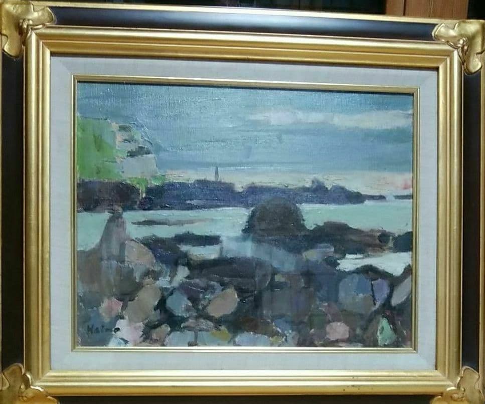 灰野文一郎　F6 男鹿の岩礁　白日会会員　栃木県文化功労者