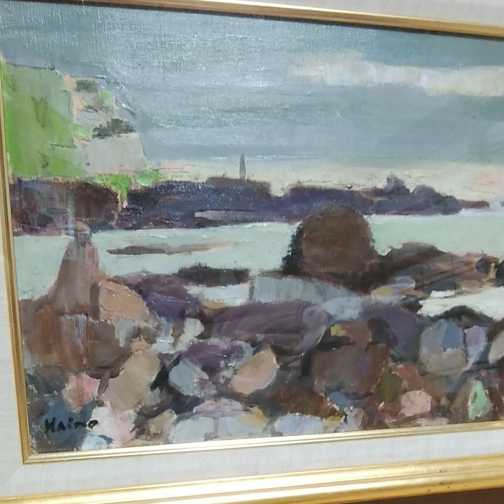 灰野文一郎　F6 男鹿の岩礁　白日会会員　栃木県文化功労者