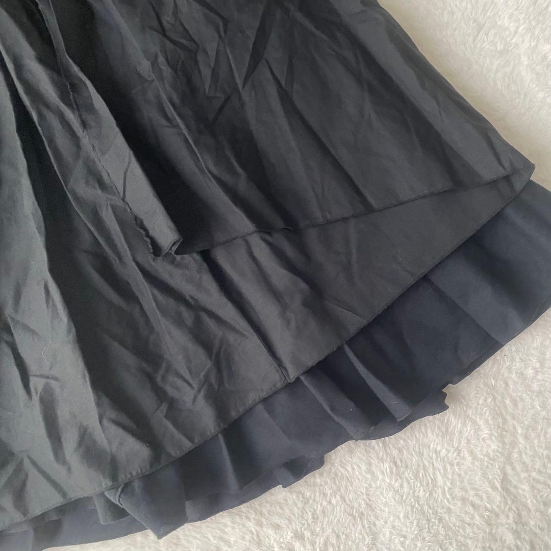 【希少】キャピタル ティアード プリーツ アシンメトリー リネン混 スカート 黒