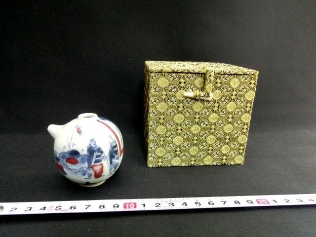 水滴■水差し「若深珍蔵」染付人物絵 唐人戦図 書道道具 水注 古玩 唐物 骨董■