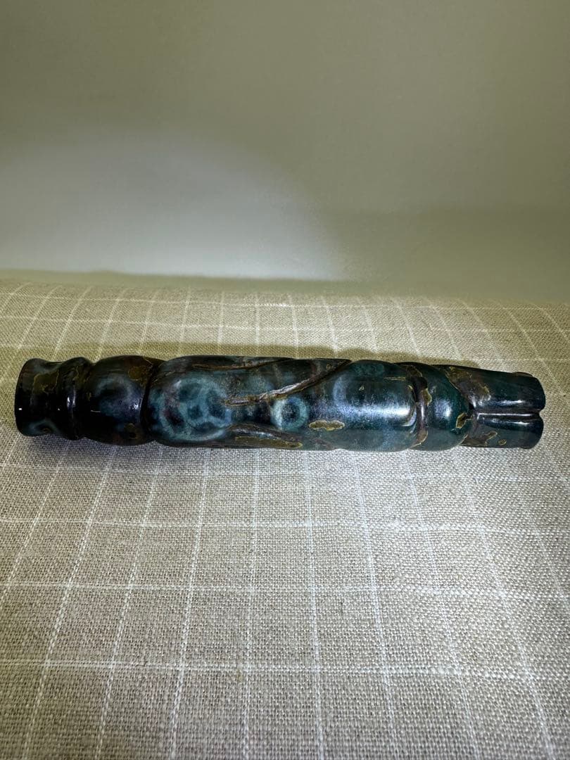 【古美術 】蔵伝天珠 旧蔵 置物 巻珠戦漢古玉 旧藏品 126g