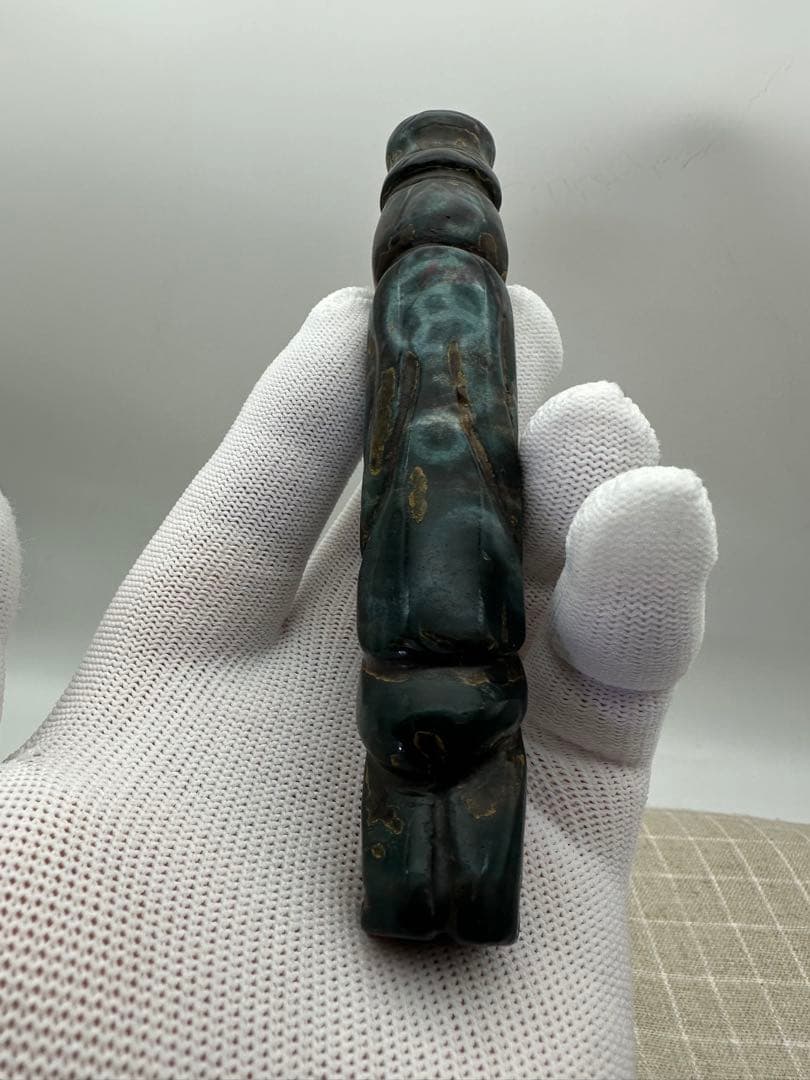 【古美術 】蔵伝天珠 旧蔵 置物 巻珠戦漢古玉 旧藏品 126g