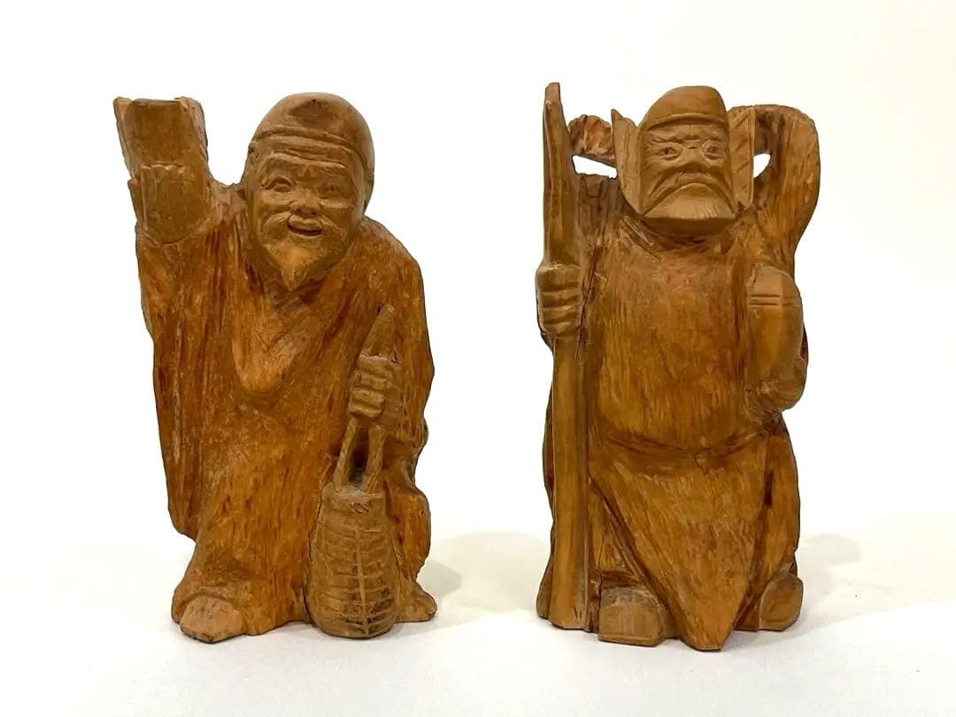 縁起物★七福神セット 木彫りの金運・招福・開運 置物 昭和レトロ アンティーク