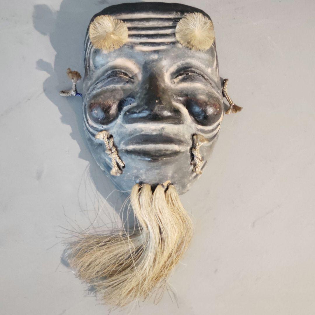 京都紙屋川面　端啓　お面　翁面相　てすき和紙製　古美術　伝統工芸品