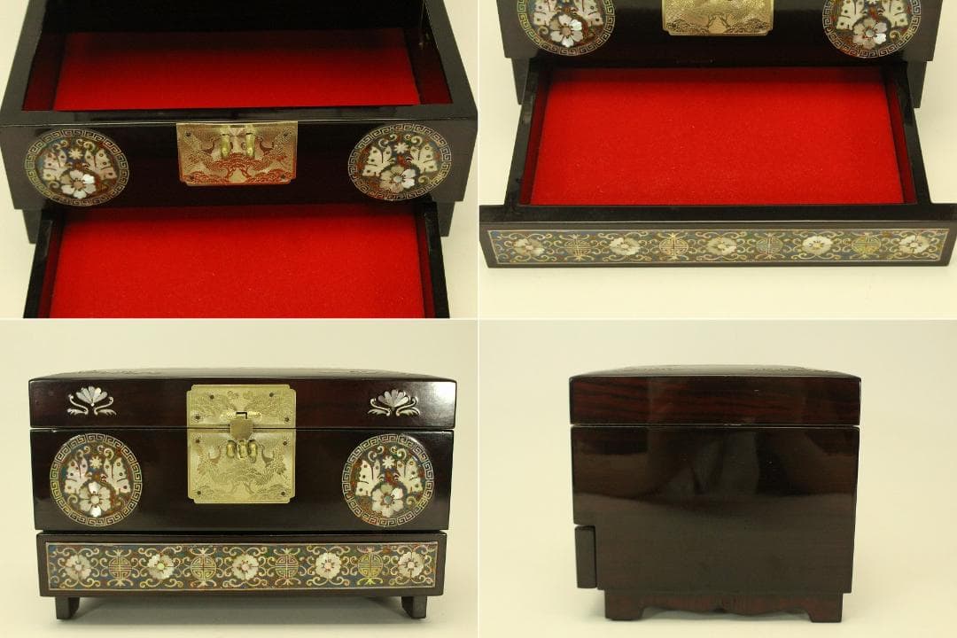 朝鮮 韓国 螺鈿 宝石箱 細密蝶模様(A850)