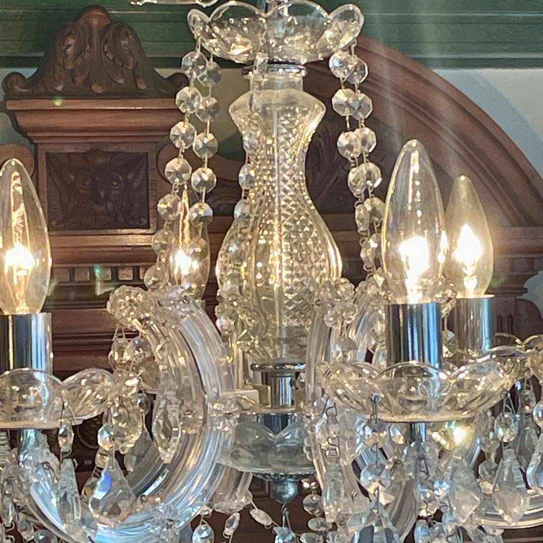 r196 エレガントなクリスタルガラス 6灯 シャンデリア