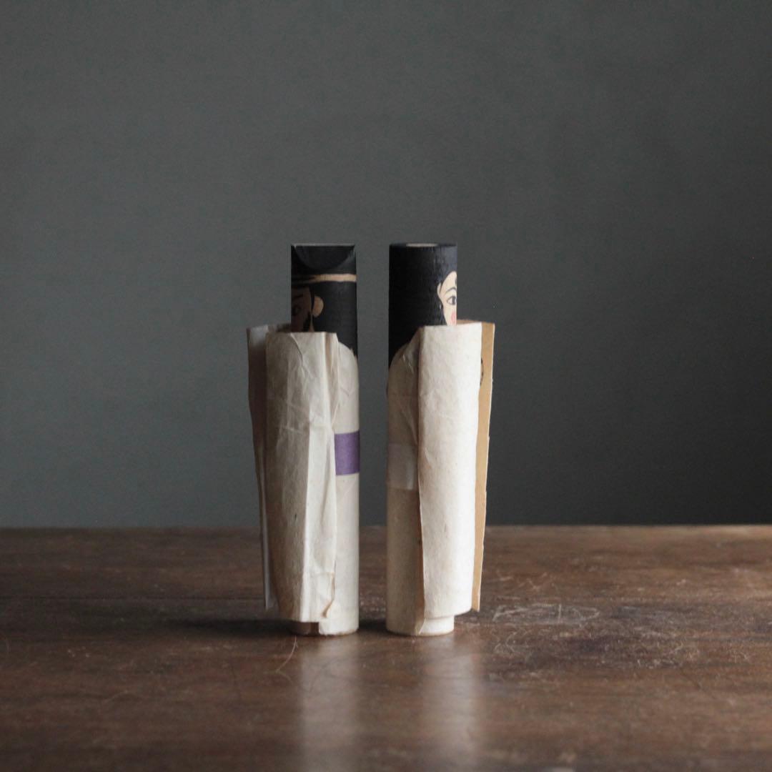 古い 道祖神人形 木彫 和紙 郷土人形 民間信仰 古道具 アンティーク