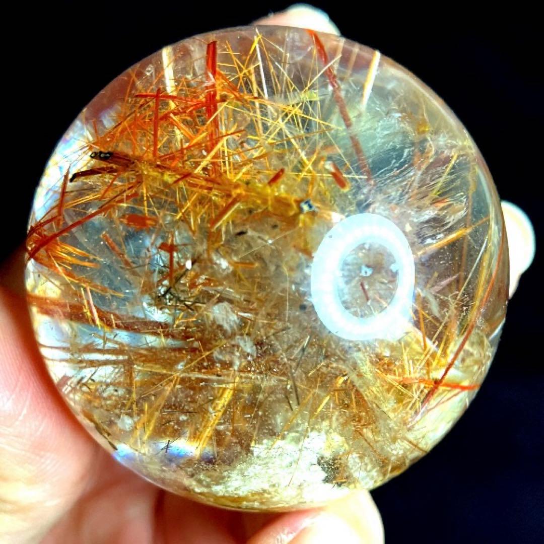 超絶綺麗✨50mm ゴールドタイチンルチルクォーツ　丸玉　スフィア　金針水晶